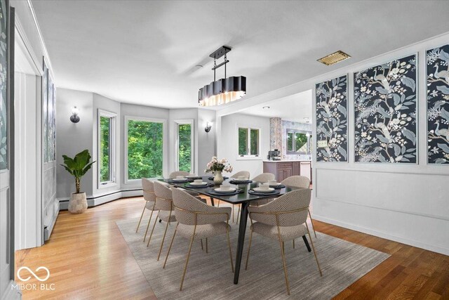 6470 Around The Hills Rd, Indianapolis, IN 46226 - dining space featuring light wood finished floors and a baseboard heating unit