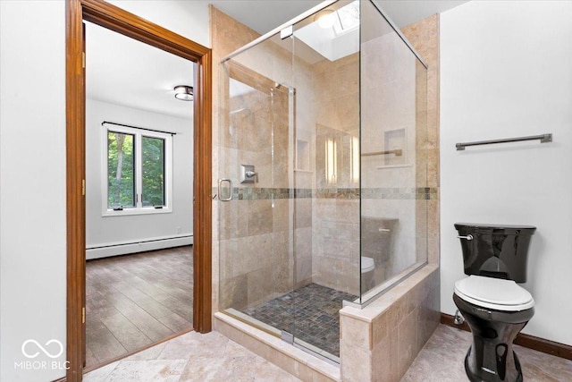 6470 Around The Hills Rd, Indianapolis, IN 46226 - full bath with a baseboard radiator and a shower stall