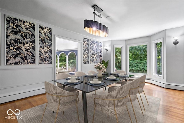 6470 Around The Hills Rd, Indianapolis, IN 46226 - dining space featuring wood finished floors, healthy amount of natural light, and a baseboard heating unit