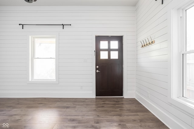1456 Fletcher Ave, Indianapolis, IN 46203 - entryway featuring wooden walls and dark wood-style flooring