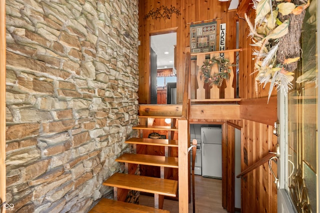 6254 Grosbeak Ct, Nineveh, IN 46164 - staircase with wood walls