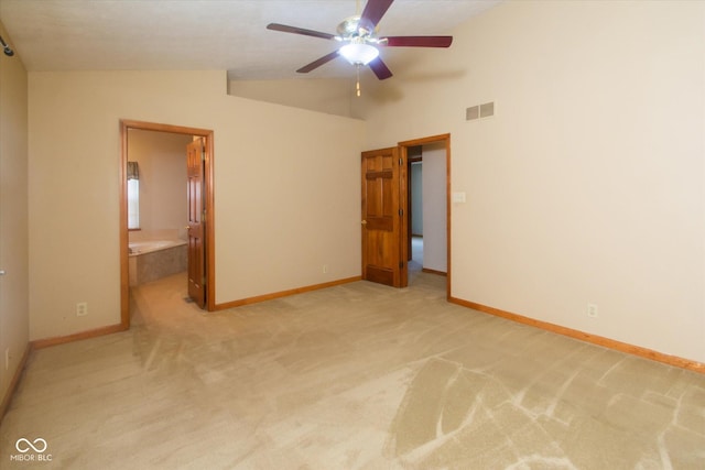 4625 Pine Park Ln, Indianapolis, IN 46268 - unfurnished bedroom featuring lofted ceiling, light colored carpet, and ensuite bath