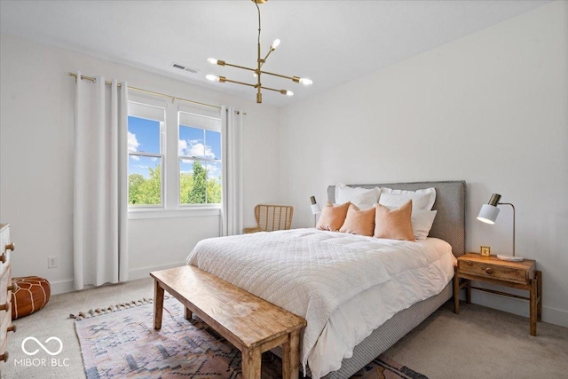 20440 Chatham Hills Blvd, Westfield, IN 46074 - bedroom with light colored carpet and a chandelier