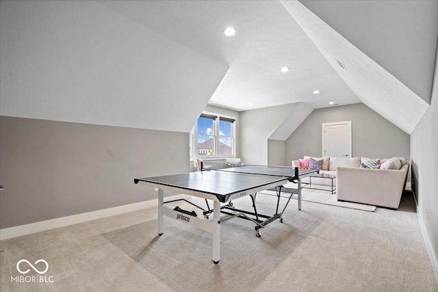 20440 Chatham Hills Blvd, Westfield, IN 46074 - game room featuring lofted ceiling, carpet, and recessed lighting