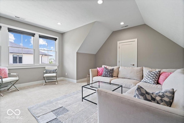 20440 Chatham Hills Blvd, Westfield, IN 46074 - carpeted living room featuring vaulted ceiling and recessed lighting