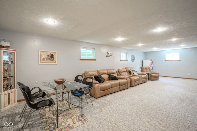 1804 Emerald Pines Ln, Westfield, IN 46074 - carpeted living room with a textured ceiling, recessed lighting, and healthy amount of natural light