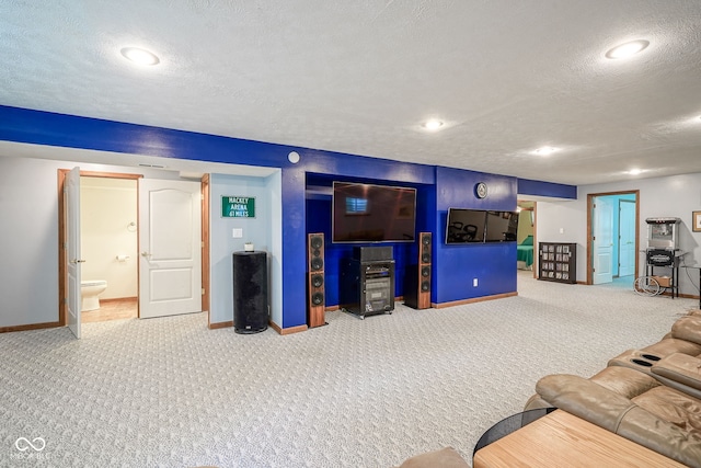 1804 Emerald Pines Ln, Westfield, IN 46074 - carpeted living area featuring a textured ceiling and recessed lighting