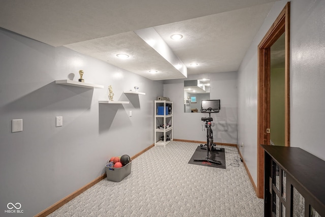1804 Emerald Pines Ln, Westfield, IN 46074 - workout room with carpet floors, a textured ceiling, and recessed lighting