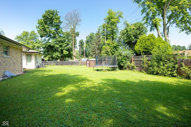 1202 E Stop 10th Rd, Indianapolis, IN 46227 - fenced backyard featuring a trampoline