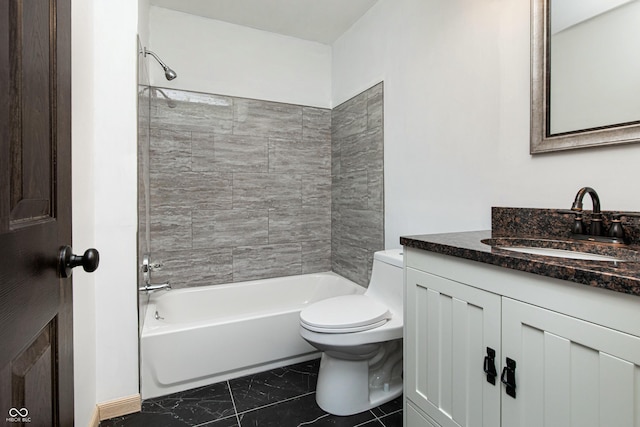 1202 E Stop 10th Rd, Indianapolis, IN 46227 - full bathroom with vanity, shower / bath combination, and marble look tile flooring