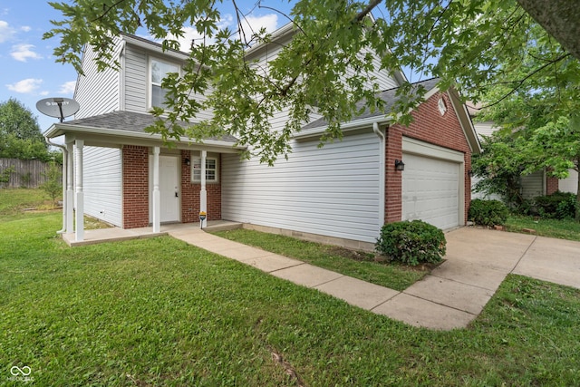 2359 Bremhaven Ct, Indianapolis, IN 46229 - traditional-style house featuring a shingled roof, a front yard, brick siding, and an attached garage