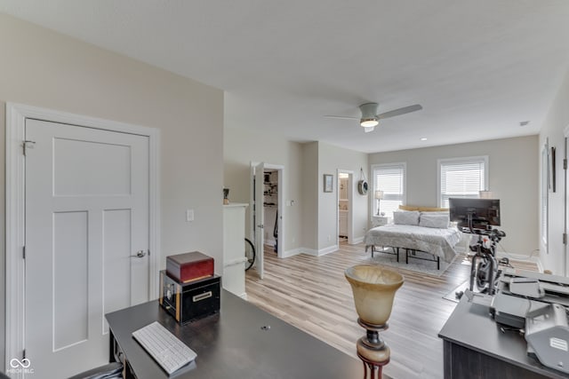 847 E Jefferson St, Franklin, IN 46131 - bedroom featuring light wood-type flooring, ceiling fan, and connected bathroom