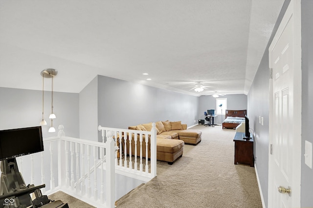 421 Lowry St, Jamestown, IN 46147 - carpeted living area featuring a ceiling fan and baseboards