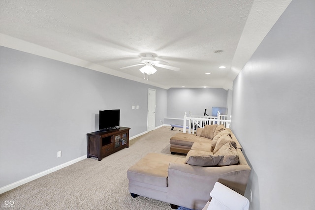 421 Lowry St, Jamestown, IN 46147 - living room with a ceiling fan, carpet, a textured ceiling, and recessed lighting