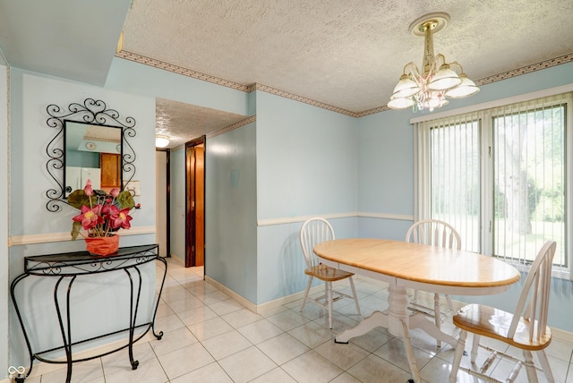 5425 Gambel Rd, Indianapolis, IN 46221 - dining room featuring a chandelier, a textured ceiling, and light tile patterned floors
