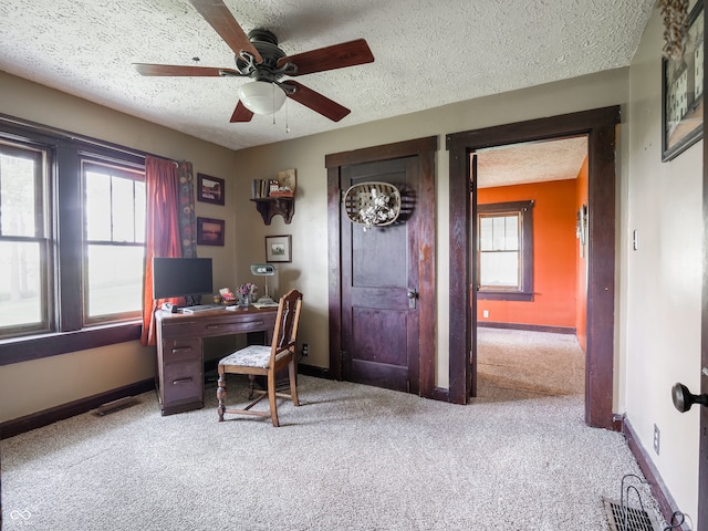 1556 E 400 S, Greenfield, IN 46140 - carpeted office space with a ceiling fan and a textured ceiling