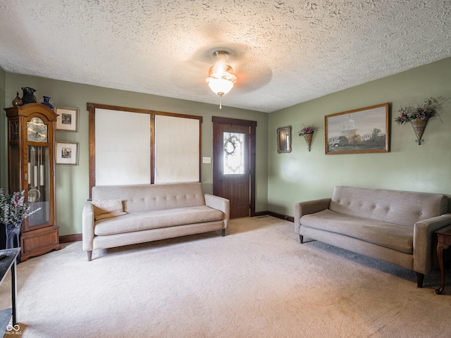 1556 E 400 S, Greenfield, IN 46140 - living area featuring light colored carpet and a textured ceiling