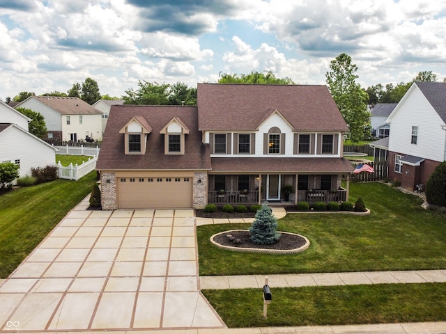 4443 W Windsong Ct, New Palestine, IN 46163 - view of front facade featuring covered porch, driveway, a shingled roof, brick siding, and a garage