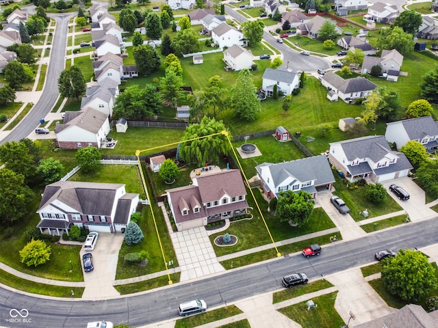 4443 W Windsong Ct, New Palestine, IN 46163 - aerial perspective of suburban area featuring property boundaries highlighted