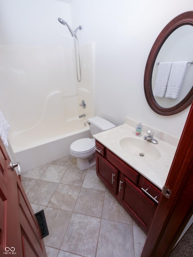 4443 W Windsong Ct, New Palestine, IN 46163 - full bathroom with vanity, tub / shower combination, and tile patterned flooring