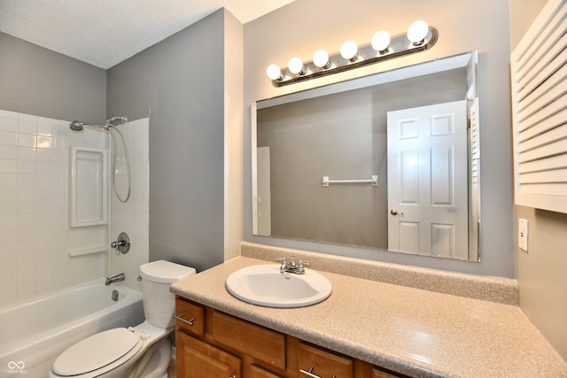 524 Concord Ct, Fishers, IN 46038 - bathroom with vanity, shower / bath combination, and a textured ceiling