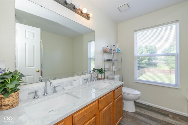 3624 Newberry Rd, Plainfield, IN 46168 - full bath with wood finished floors, double vanity, and plenty of natural light