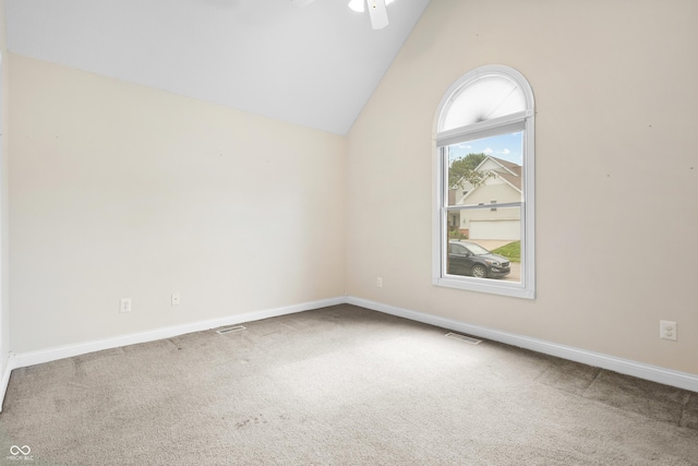 3244 Skyview Ct, Columbus, IN 47203 - additional living space featuring carpet flooring, ceiling fan, and high vaulted ceiling