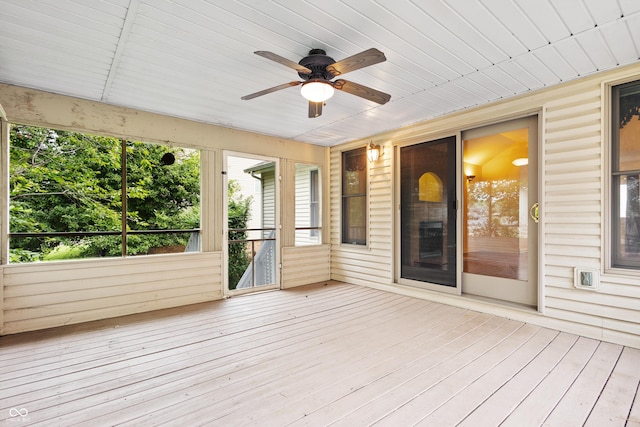 3244 Skyview Ct, Columbus, IN 47203 - unfurnished sunroom featuring a ceiling fan