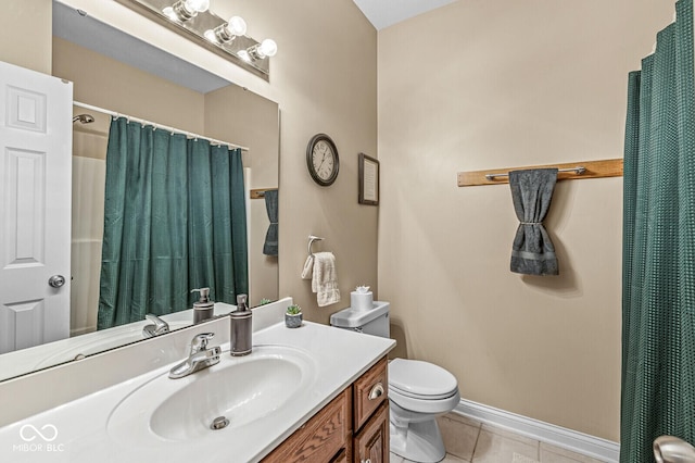 11 Stratford Way, Danville, IN 46122 - bathroom with tile patterned flooring, vanity, and a shower with shower curtain