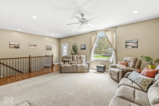 11 Stratford Way, Danville, IN 46122 - carpeted living area featuring ceiling fan and recessed lighting