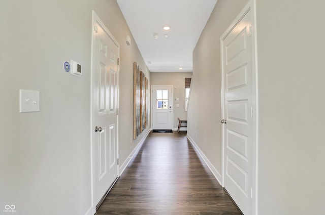 868 Hardin Pl, Greenwood, IN 46143 - hallway featuring dark wood-type flooring and recessed lighting