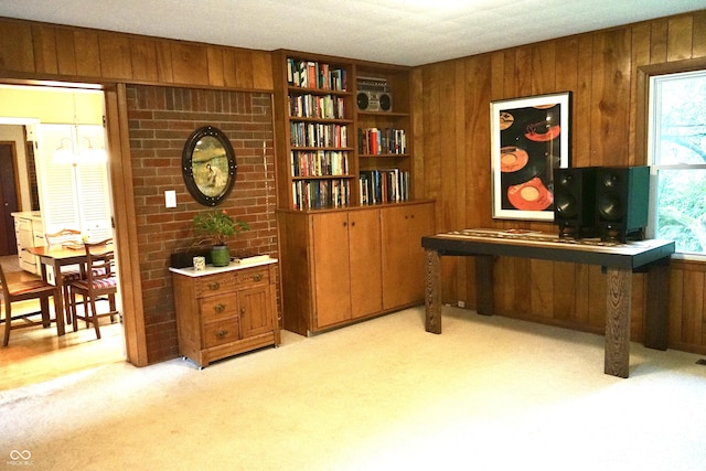 7780 Cree Trl, Indianapolis, IN 46250 - sitting room featuring light carpet and wood walls