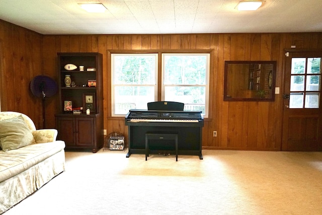 7780 Cree Trl, Indianapolis, IN 46250 - living area featuring wood walls and carpet flooring