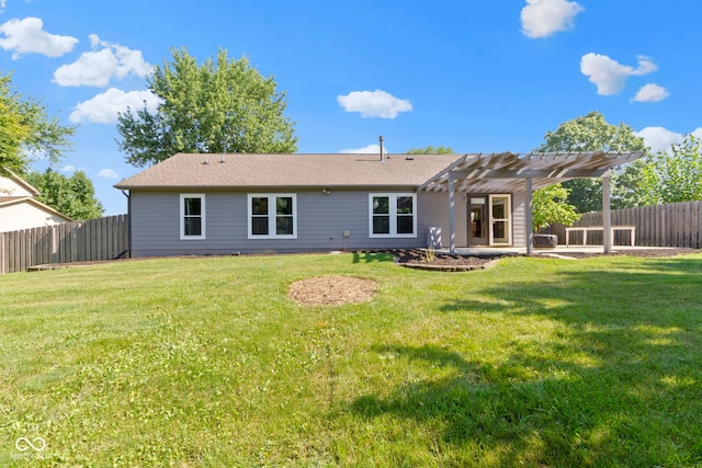 7683 Madden Dr, Fishers, IN 46038 - rear view of property featuring a pergola, a fenced backyard, a patio, and a shingled roof