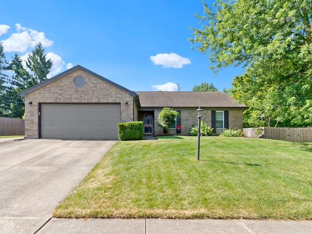 7683 Madden Dr, Fishers, IN 46038 - ranch-style house with concrete driveway, an attached garage, and brick siding