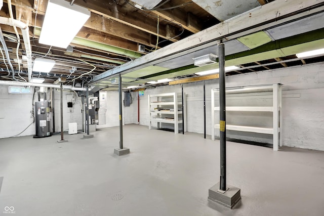 6711 Lafayette Rd, Indianapolis, IN 46278 - unfinished below grade area with electric water heater and heating unit