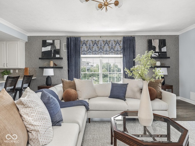 6730 Spirit Lake Dr Unit 202, Indianapolis, IN 46220 - living area with ornamental molding and wood finished floors