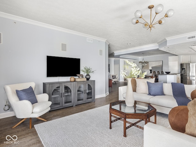 6730 Spirit Lake Dr Unit 202, Indianapolis, IN 46220 - living area with a chandelier, ornamental molding, and wood finished floors