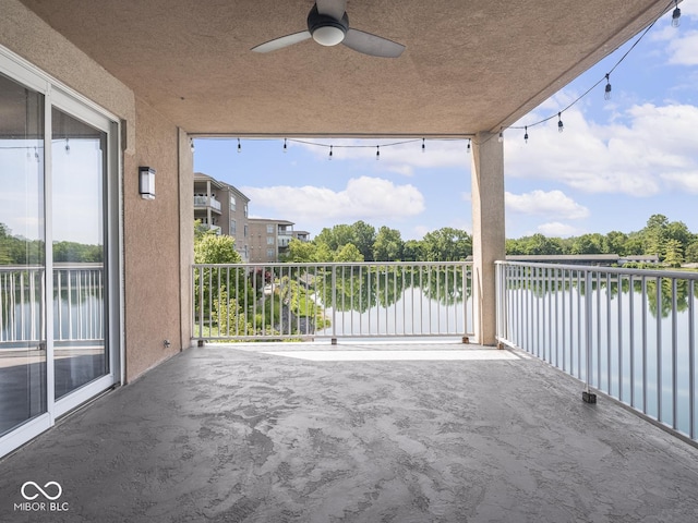 6730 Spirit Lake Dr Unit 202, Indianapolis, IN 46220 - patio / terrace featuring ceiling fan and a water view