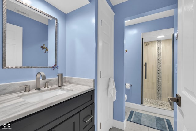 8650 Jaffa Ct W Drive 32, Indianapolis, IN 46260 - bathroom featuring vanity, a stall shower, and tile patterned flooring