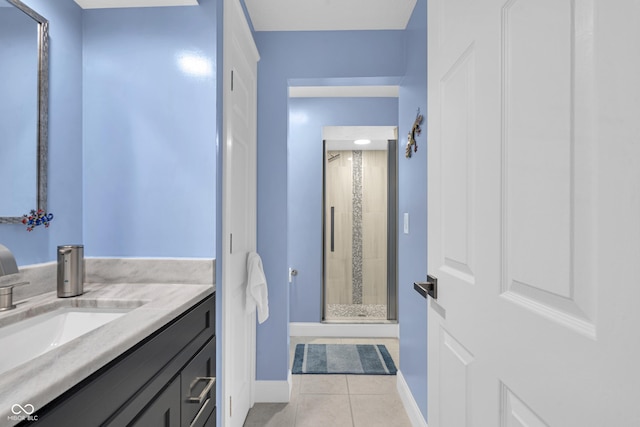 8650 Jaffa Ct W Drive 32, Indianapolis, IN 46260 - full bathroom featuring vanity, a shower stall, and tile patterned floors