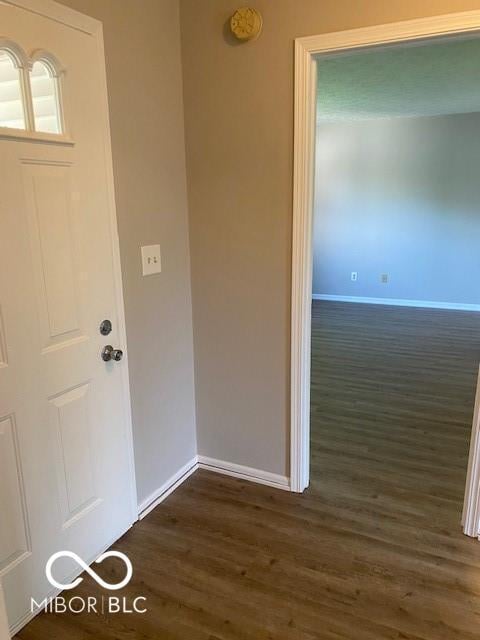 7313 Shanna Cir, Indianapolis, IN 46236 - foyer with dark wood-type flooring and baseboards