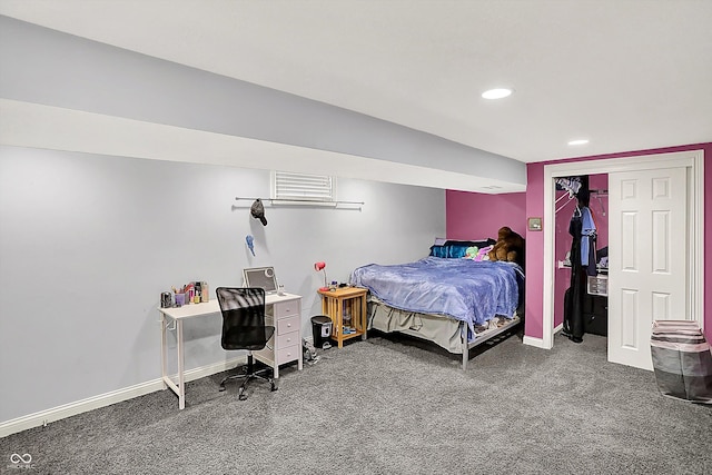 125 E Waterbury Rd, Indianapolis, IN 46227 - carpeted bedroom featuring recessed lighting, a closet, and a desk