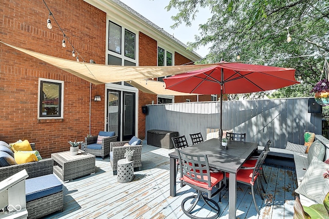 1551 N Park Ave, Indianapolis, IN 46202 - wooden deck with an outdoor living space and outdoor dining space