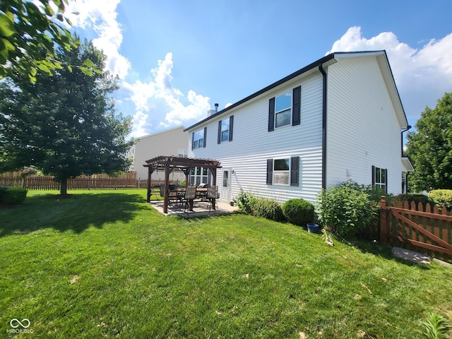 8433 Vyners Ln, Avon, IN 46123 - back of house featuring a pergola, a patio, and a fenced backyard