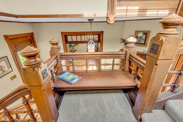 408 E Wabash Ave, Crawfordsville, IN 47933 - carpeted dining room with a chandelier