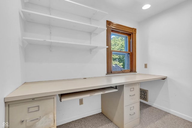 408 E Wabash Ave, Crawfordsville, IN 47933 - unfurnished office featuring built in study area, light carpet, and recessed lighting