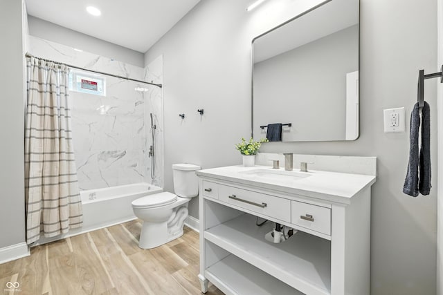 2012 N Dexter St, Indianapolis, IN 46202 - full bathroom with vanity, shower / bath combo, and wood finished floors