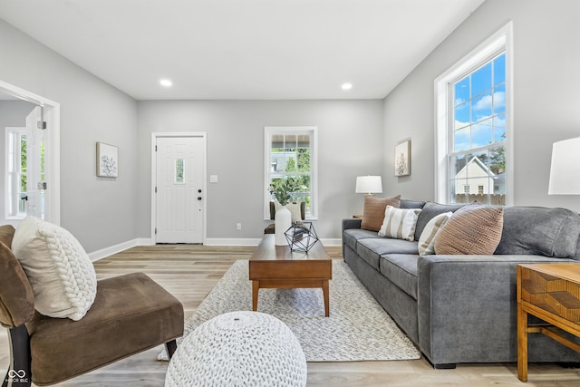 2012 N Dexter St, Indianapolis, IN 46202 - living room featuring healthy amount of natural light, light wood-style floors, and recessed lighting