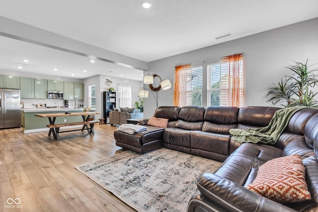 11480 Plough St, Noblesville, IN 46060 - living area featuring light wood-type flooring, plenty of natural light, and recessed lighting